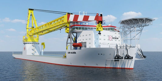 La navire d'installation d'éoliennes en mer "Les Alizées" du groupe Jan de Nul est en eau ! Vinsenk prod