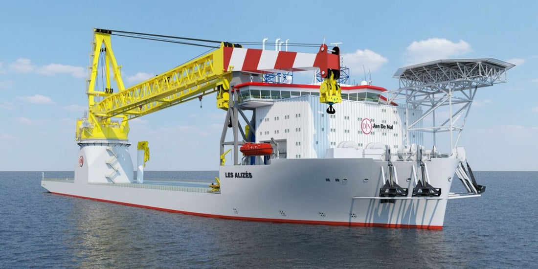 La navire d'installation d'éoliennes en mer "Les Alizées" du groupe Jan de Nul est en eau ! Vinsenk prod