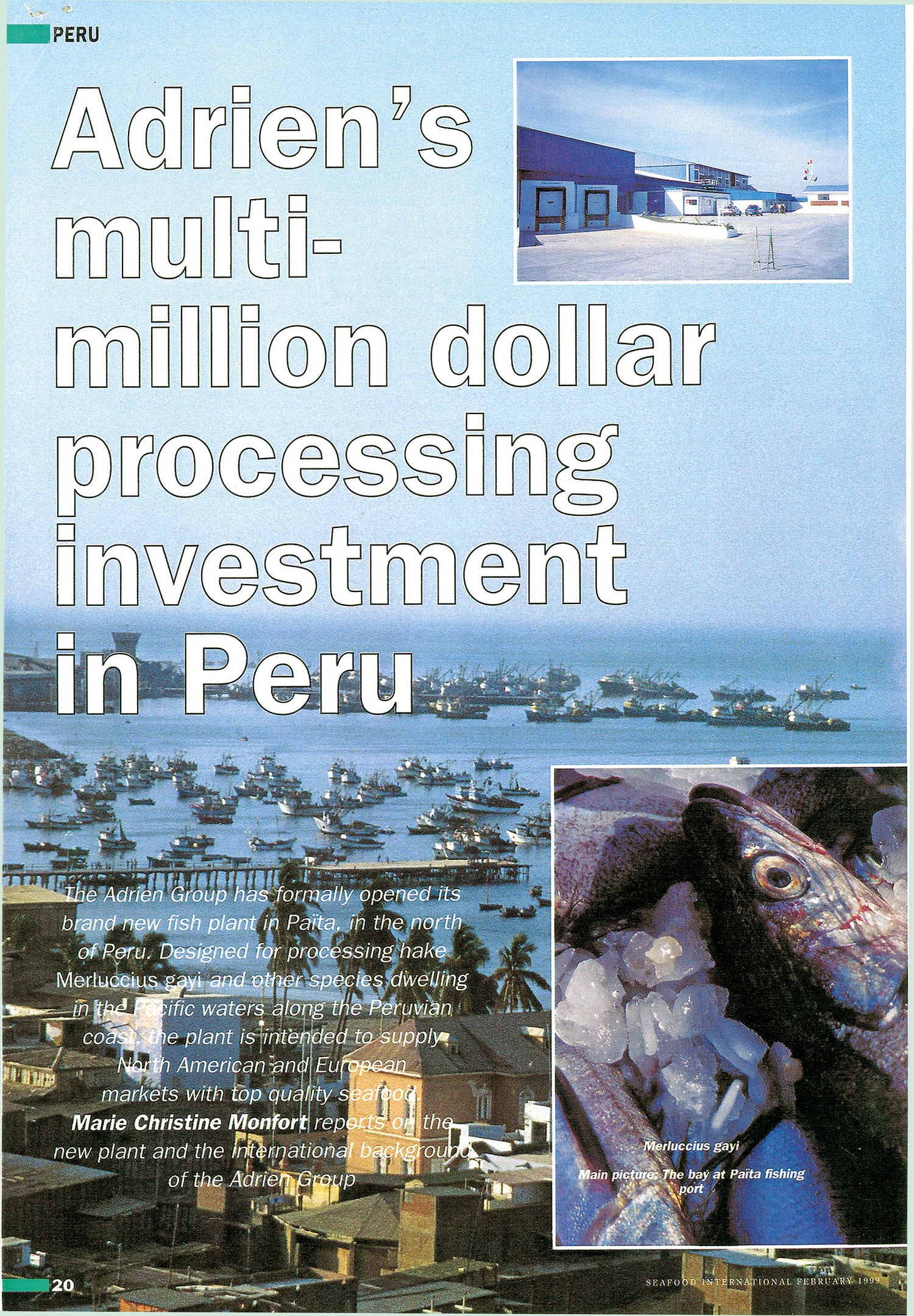 Article de Presse paru dans Seafood international au sujet de l'implantation du Groupe Adrien au Pérou, en 1999